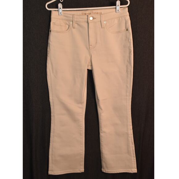 Tommy Bahama Women's 8/27 Khaki Mid Rise Crop Mini Boot Indigo Palms Pants - Picture 1 of 8